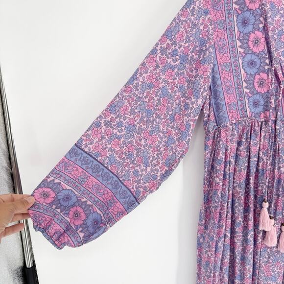 MAHLI The Label Neon Moon Boho Midi Dress In Berry Size S/M Coastal Cowgirl Glam - Picture 8 of 15